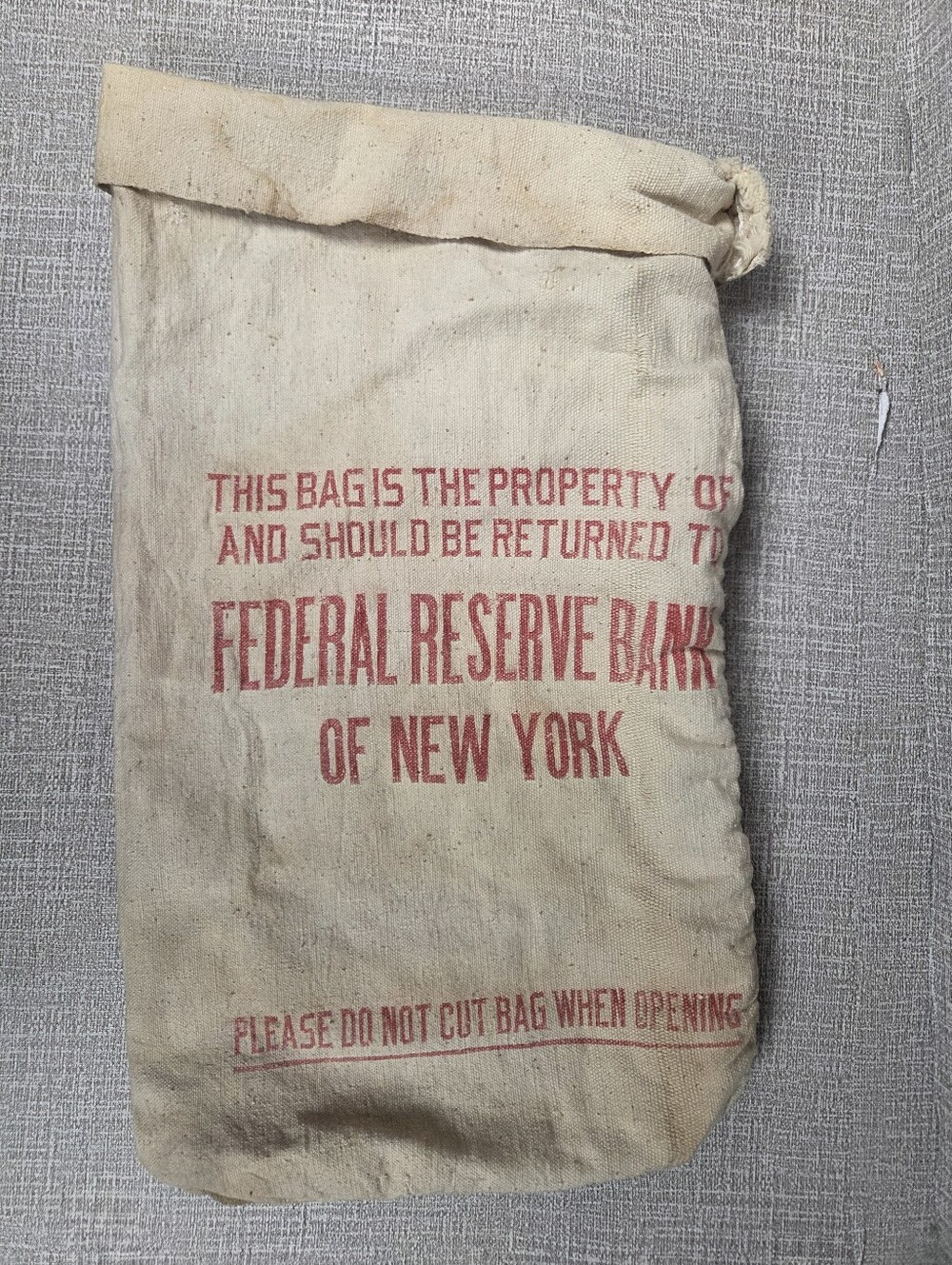 Vintage Canvas Bank Bag Federal Reserve of New York
